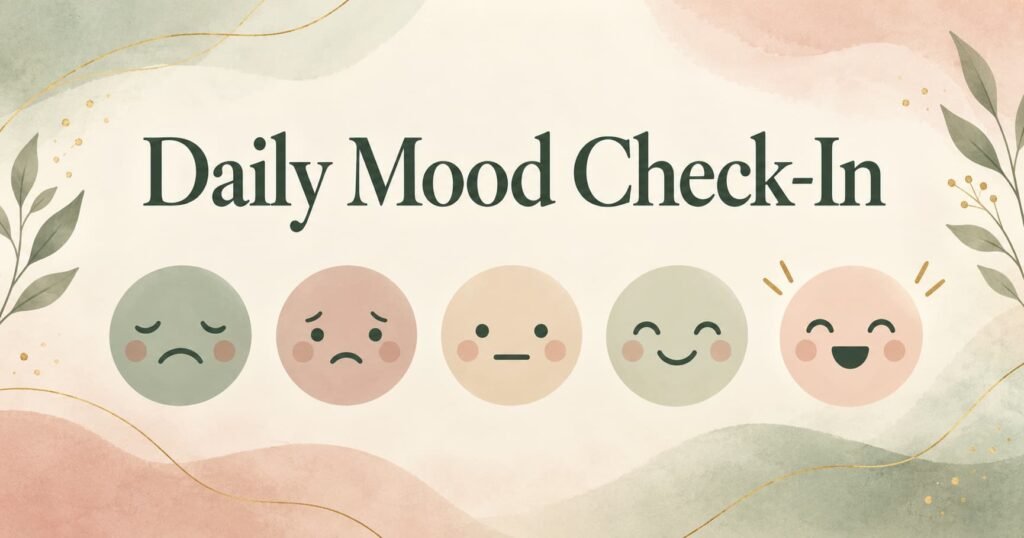 Daily mood check-in tool with a row of mood options