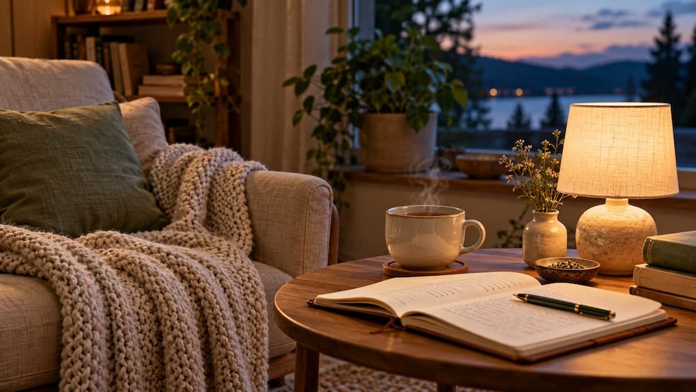 Quiet evening tea and journal